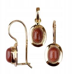 Angel gold Arany Szett Sivatagi Homok Ovális Vintage Pr. 585 Fülbevaló És Medál (K0292B/5-KW)