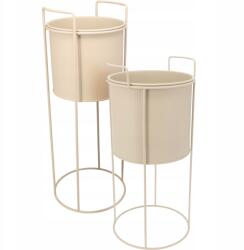 Home Styling Collection Virágágyások Fém Bézs 2 Darab Magasság 40 & 50, 8 CM Ø 18, 5 & 18, 7 CM (FZ1002290)