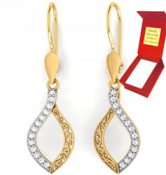 Deem Áttört Mintás Fülbevaló 585 Arany Cseppekkel A Fülbevalón