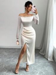 Shein Szatén Ruha Ekrü Csipke (L) (609246)