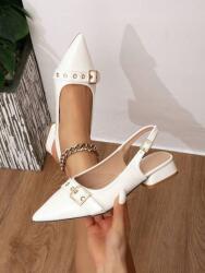 Shein B23123 Shein Fehér Magassarkú Cipő Szabad Sarokkal (1) 39 (sx2403212522099822)