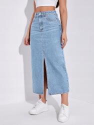 Shein KC33215 Shein Farmer MIDI Szoknya Magas Derekú Zsebek (1) Xs