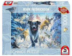 Schmidt Spiele Puzzle Schmidt Puzzle Schmidt 1000 de piese - Dog's Life - Labrador negru in zapada (58558) (58558) Puzzle