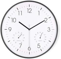 Nedis CLWA4226BK falióra, 30 cm átmérő, műanyag, csendes szerkezet: óra, hőmérő, páratartamom mérő (CLWA4226BK) - pcx