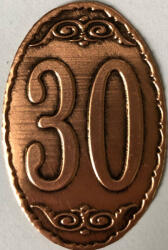  Fém címke réz ovál kicsi évszámos 30