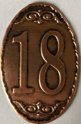  Fém címke réz ovál kicsi évszámos 18