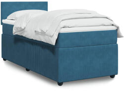 vidaXL kék bársony rugós ágy matraccal 80 x 200 cm (3287588)