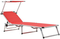 vidaXL piros összecsukható alumínium és textilén napozóágy tetővel (44334)