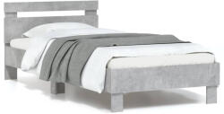 vidaXL betonszürke ágykeret fejtámlával és LED-világítással 90x190 cm (838746)