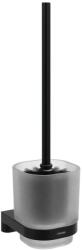 RAVAK Chrome - Falra szerelhető WC kefe tartóval, üveg/matt fekete X07P1384 (X07P1384)