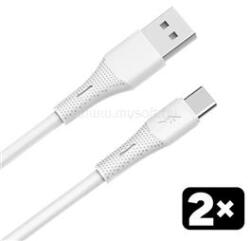 AVAX CB4301 2x 18W USB-A - USB-C gyorstöltő szilikon kábel csomag, 1.5 m, fehér (AVAX_CB4301) (AVAX_CB4301)