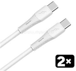 AVAX CB4303 2x 60W USB-C gyorstöltő szilikon kábel csomag, 1.5 m, fehér (AVAX_CB4303) (AVAX_CB4303)