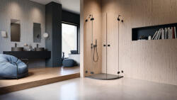 Radaway Essenza Pro Black PDD íves fekete zuhanykabin 80x80 átlátszó