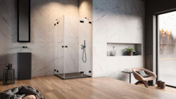 Radaway Essenza Pro Black KDD szögletes fekete zuhanykabin 80x80 átlátszó