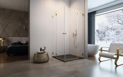 Radaway Essenza Pro Gold KDD szögletes arany zuhanykabin 90x90 átlátszó