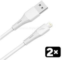 AVAX CB4302 2x USB-A - Lightning szilikon töltőkábel csomag, 1.5 m, fehér (AVAX_CB4302) (AVAX_CB4302)