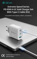 DEVIA Extreme Speed Series 65W GaN PD hálózati gyorstöltő adapter fehér (ST111967)