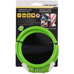 Dunlop Spirális kerékpárzár 10mmx65cm kombinációval zöld (1042824)