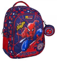 Luna Splendida Luna: Must Team Pókember Thwip lekerekített 3 rekeszes iskolatáska, hátizsák 32x18x43cm