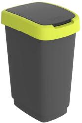 Rotho Twist hulladékgyűjtő, csuklós fedél, fekete - lime zöld, 50 L