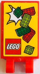 LEGO® Alkatrészek (Pick a Brick) Piros 2 x 3 csempe fogantyúval, lego mintás matricával, használt 373626 (373626)