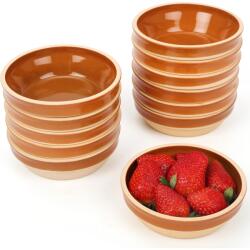 Belle Vous Set 12 boluri ceramice Belle vous, 175 ml, rezistente la caldura, 12.5 x 4 cm, compatibile cu microunde, masina de spalat vase si frigider, Maro (5061014884814) Castron