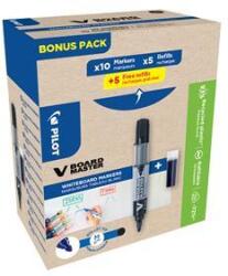Pilot Táblamarker, 2, 3 mm, kúpos, PILOT "V-Board Master, Bonus Pack", fekete + betét (WBMA-B+WBS-B-S10-BG) - patronbolt