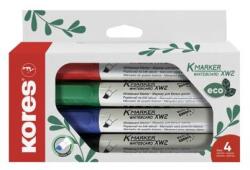 Kores Tábla- és flipchart marker készlet, 3-5 mm, vágott, KORES "ECO K-Marker XW2", 4 különböző szín (20744) - patronbolt