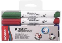 Kores Tábla- és flipchart marker készlet, 3-5 mm, vágott, KORES "K-Marker XW2", 4 különböző szín (20845) - patronbolt