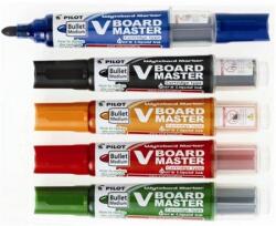 Pilot Táblamarker készlet, 2, 3 mm, kúpos, tartóval és szivaccsal, PILOT "V-Board Master", 5 különböző szín (WBMA-VBM-S5) - patronbolt