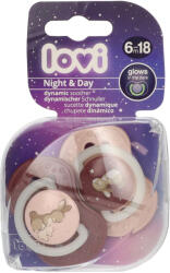 LOVI Night&Day szimmetrikus nyugtató cumi 6-18 hónapos korig - 2 db