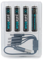 Paleblue PB-AAA-C 4xAAA 600mAh USB-C újratölthető mikro ceruza akkumulátor + töltőkábel