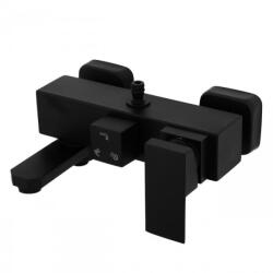 Erga Cube, zuhanycsaptelep kádtöltővel és felső zuhanyoszlop-csatlakozással, 150 mm, matt fekete, ERG-YKA-BW. CB-BLK (ERG-YKA-BW.CB-BLK)