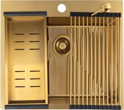 Laveo Malawi, 1 rekeszes rozsdamentes mosogató kiegészítőkkel 580x500x200 mm, matt arany, LAV-SLMAG10D (LAV-SLMAG10D)