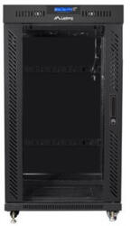 Lanberg 19" szabadon álló rack szekrény 22U/800X1000 üvegajtó, lapraszerelt, LCD kijelző, fekete V2 (FF01-8822-12BL) - bbmarket