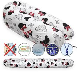 Scamp formázható univerzális baba-mama párna pamut huzattal - Fehér/piros masnis egérke