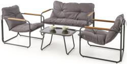 Halmar HUDSON kerti szett barna, fém, párnákkal - kanapé, 2 fotel, asztal