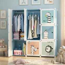 Hurtnet HÖGLER Moduláris Push-Fit Állatos gyerek gardróbszekrény, kék 109 x 109 cm, 9 modul (3924)