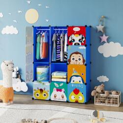 Hurtnet HÖGLER Moduláris Push-Fit Aranyos gyerek gardróbszekrény, kék 144 x 109 cm, 12 modul (3898)