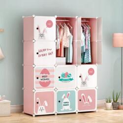 Hurtnet HÖGLER Moduláris Push-Fit Cuki gyerek gardróbszekrény, rózsaszín, 144 x 109 cm, 12 modul (3888)