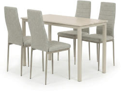 Artium 4 személyes étkezőszett szürke székekkel, krémszínű asztallal, asztal méret: 110x70x75cm, ASE-1039 CRM2 (artASE-1039-CRM2)