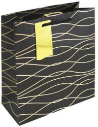 Eurowrap ajándéktasak (21, 5x25x10 cm) fekete, arany hullámos (5) (35477-3C)