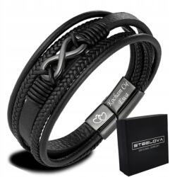 STEELOVA Fekete bőr karkötő Neki Infinity Valentin Nap (BK1114c)