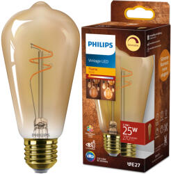 Philips LED izzó E27 Edison ST64 3.1W = 25W 270lm 1800K Meleg CRI90 300° IZZÓFŰSZERES Vintage Amber Szabályozható Dekoratív Philips (8721103049056)