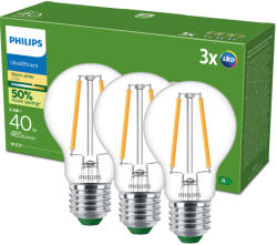 Philips 3x LED izzó E27 A60 2.3W = 40W 485lm 210lm/W 2700K Meleg 300° A OSZTÁLYÚ UltraEfficient Philips (8720169283862)