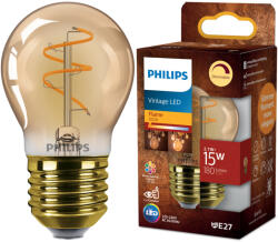 Philips LED izzó E27 gömb alakú P45 2, 7 W = 15 W 180 lm 1800 K Meleg CRI90 300° Filament Vintage Amber Szabályozható Dekoratív Philips (8721103048936)