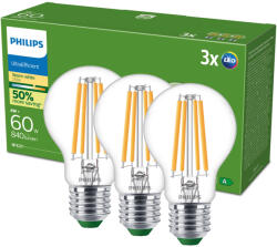 Philips 3x LED izzó E27 A60 4W = 60W 840lm 210lm/W 2700K Meleg 300° A OSZTÁLYÚ UltraEfficient Philips (8720169283886)