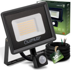 Lumileds ZONER LED reflektor 50W 5000LM 4000K IP65 fekete LUMILED mozgásérzékelő (LUMNAS1670)