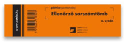 Pátria Nyomtatvány ellenőrző sorszámtömb PÁTRIA D2 100 lapos 146x40 mm kék (D.2/KÉK) - fotoland