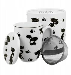 Duo Koty Czarne Duo bögre, fekete macskás, porcelán, 350 ml (3205)